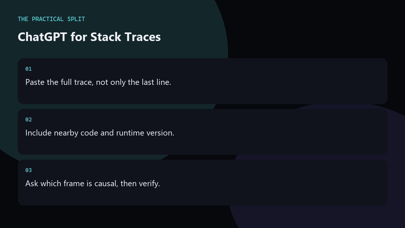 ChatGPT for Stack Traces. Paste the full trace, not only the last line.