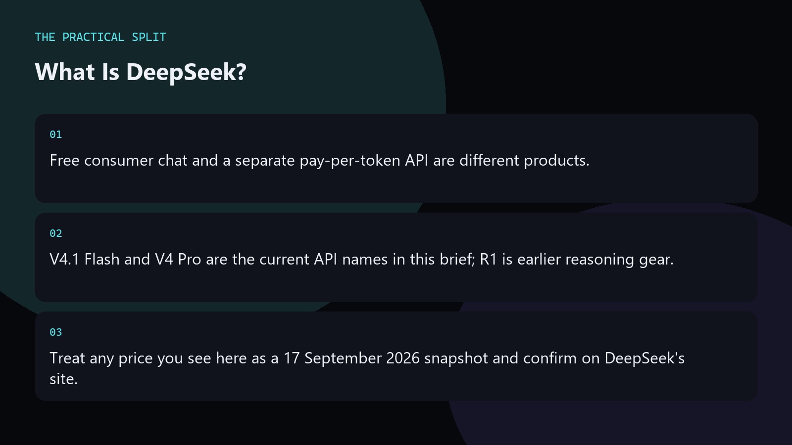 What Is DeepSeek?. Free consumer chat and a separate pay-per-token API are different products.