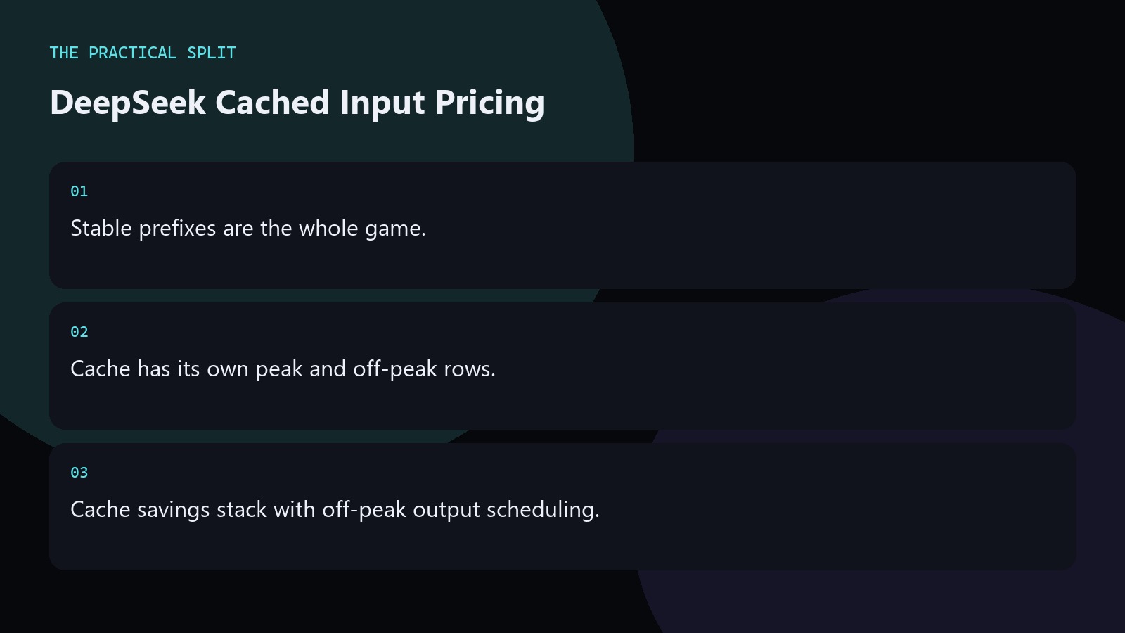 DeepSeek Cached Input Pricing. Stable prefixes are the whole game.